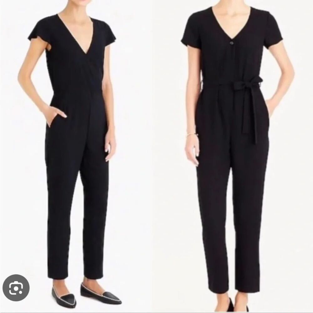 J. Crew Mercantile Black Button Front Jumpsuit Sz 12 Workwear Weekend Travel